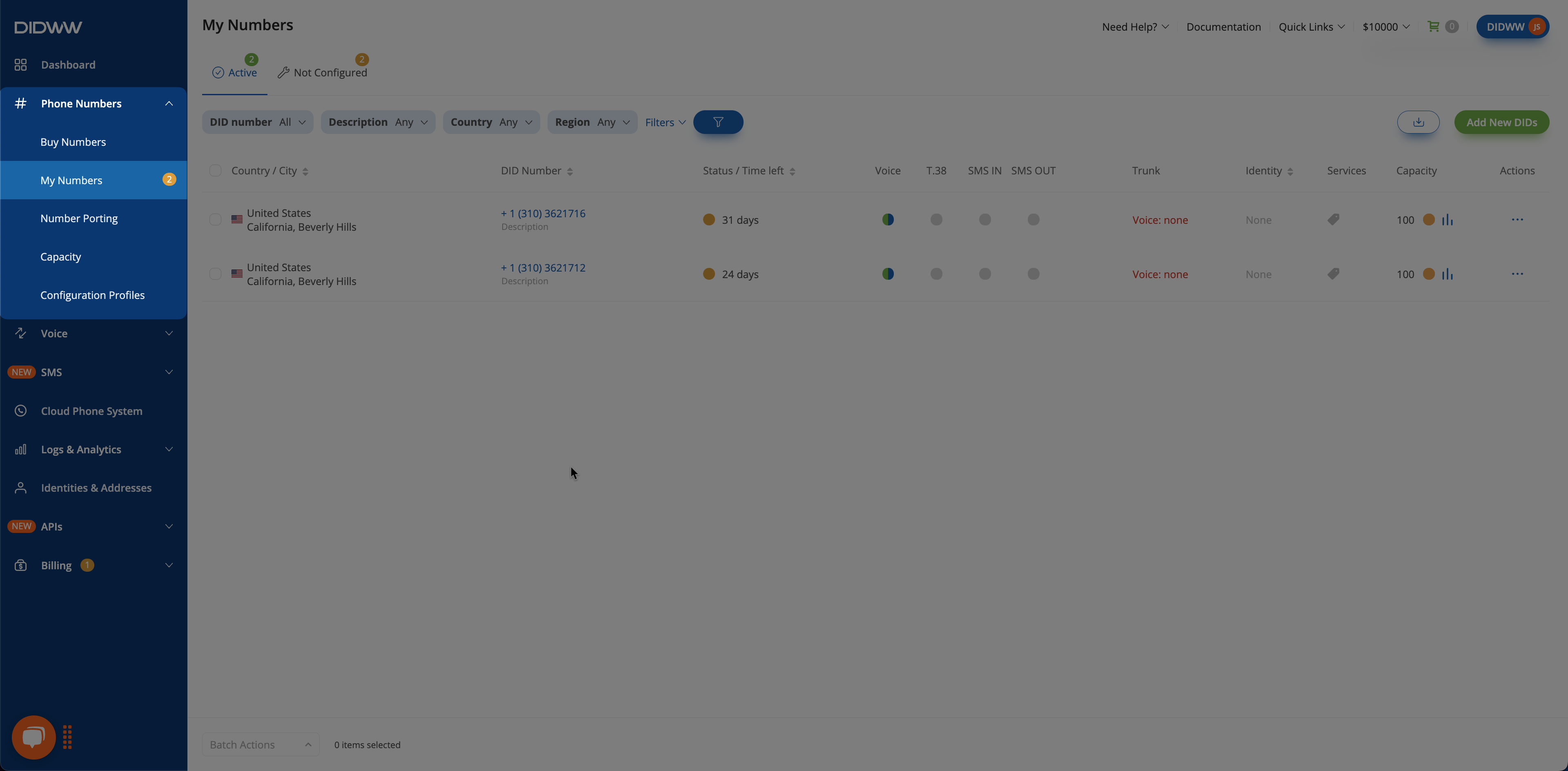 SIP trunk configuration