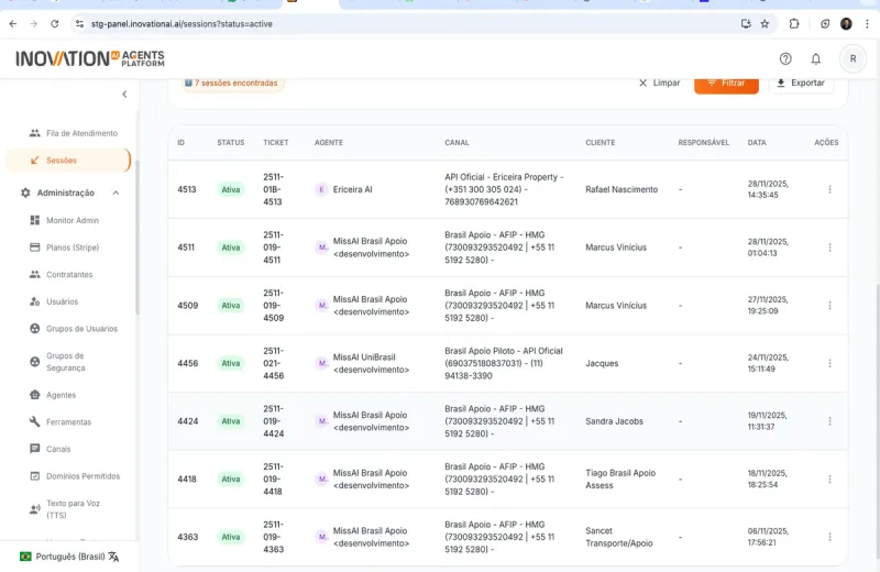 Dashboard de Logging Total - Monitoramento em tempo real de todas as interações